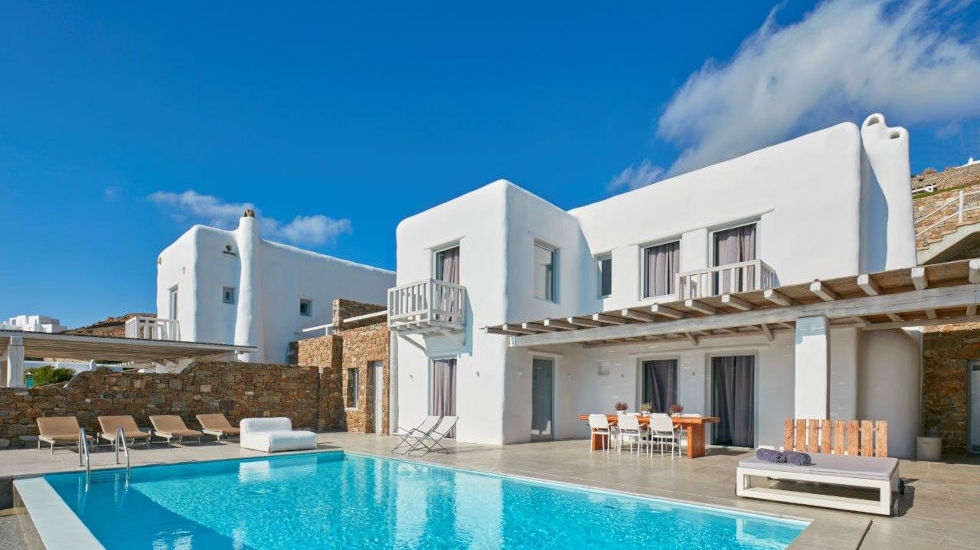 Mykonos Blanc Hotel - The Villas view from the pool Mykonos Blanc Hotel - The Villas view from the pool